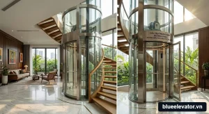 Hình ảnh toàn cảnh Cấu tạo thang máy buồng kính: Những điều chủ đầu tư cần biết sang trọng