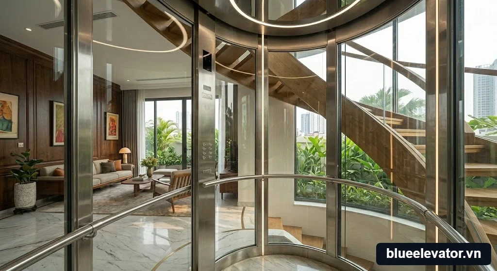 Nội thất cabin trong Cấu tạo thang máy buồng kính: Những điều chủ đầu tư cần biết