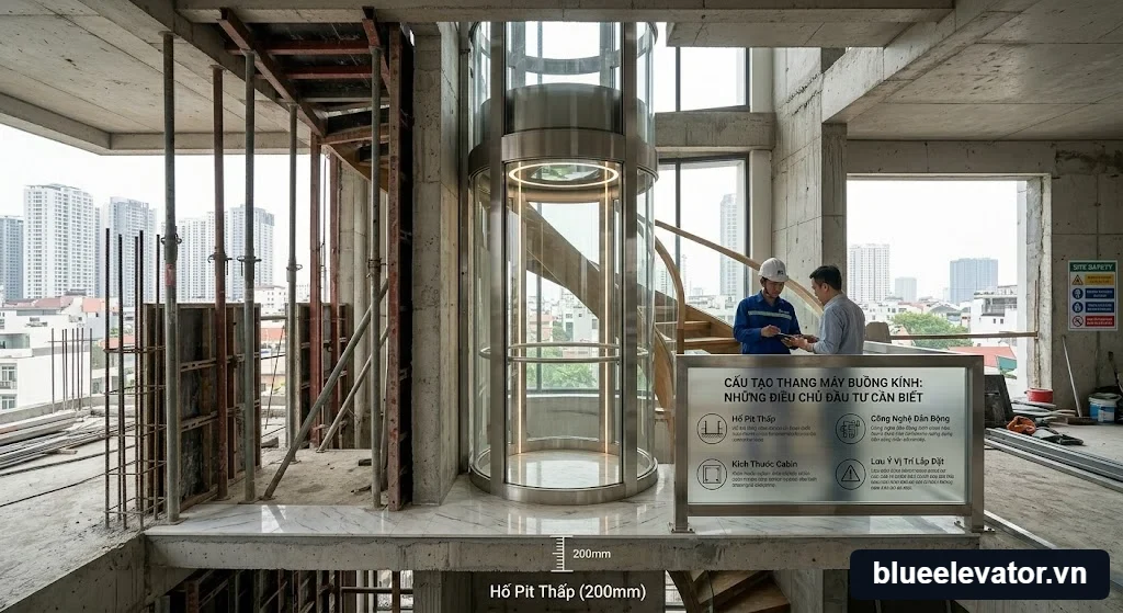Giải pháp lắp đặt Cấu tạo thang máy buồng kính: Những điều chủ đầu tư cần biết tại nhà phố