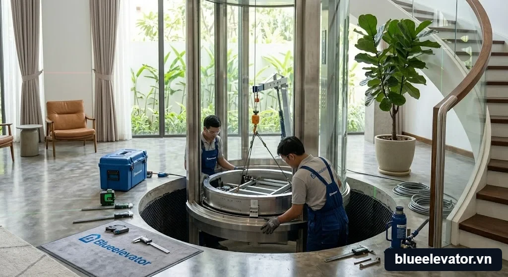 Giải pháp lắp đặt thang máy kính tròn