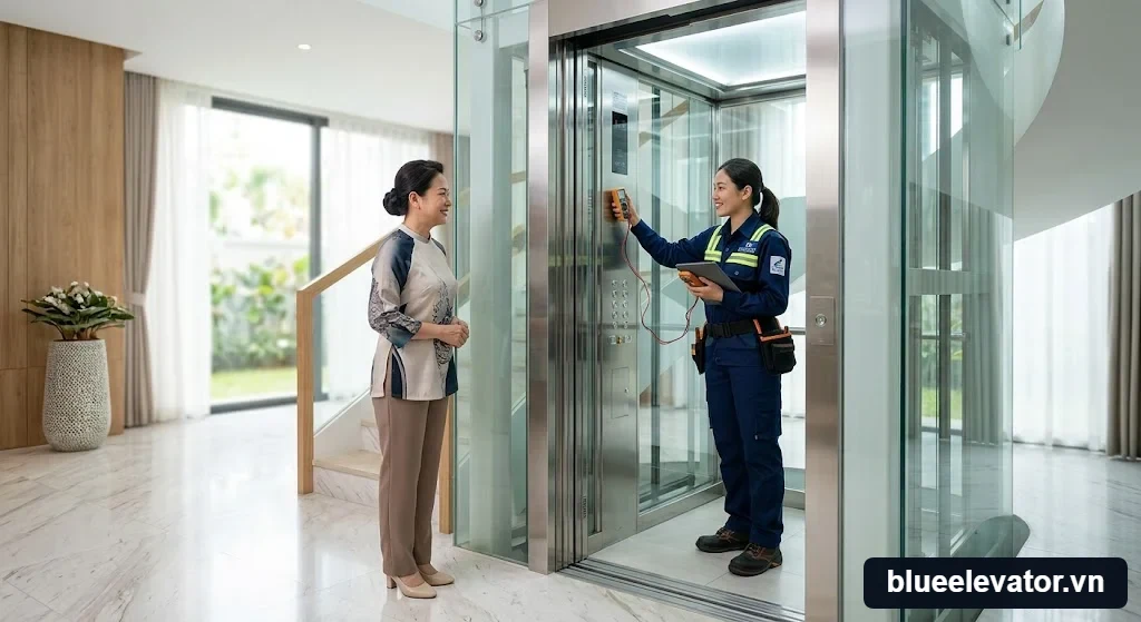Chuyên gia kỹ thuật tư vấn thang máy kính tận tâm cho gia chủ Việt