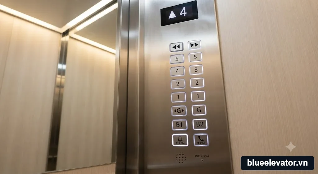 Trình tự chọn tầng và thao tác cách bấm thang máy bên trong cabin