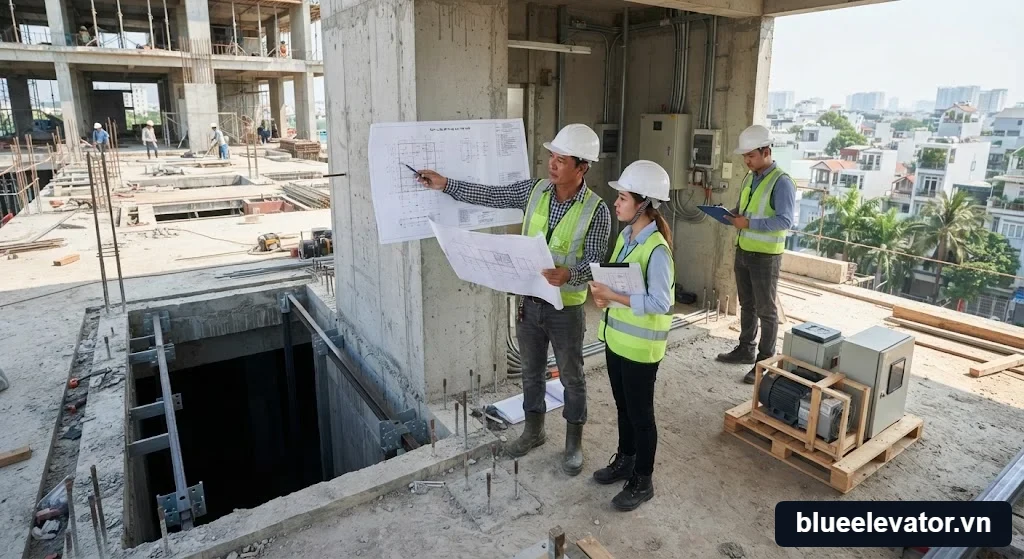 Tiêu chuẩn kỹ thuật hố pit và kết cấu hạ tầng khi thực hiện Dịch vụ lắp đặt thang máy nhập khẩu